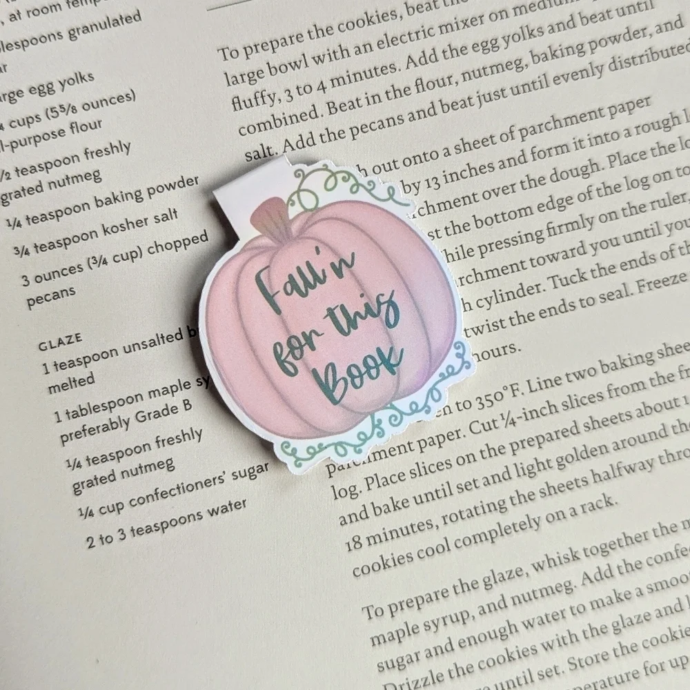 Pumpkin Magnetic Bookmarks Readers Book lovers Fall Autumn Pink Books Set Of 4